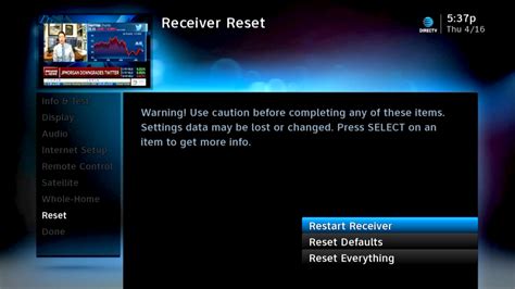 how to reset my directv receiver.